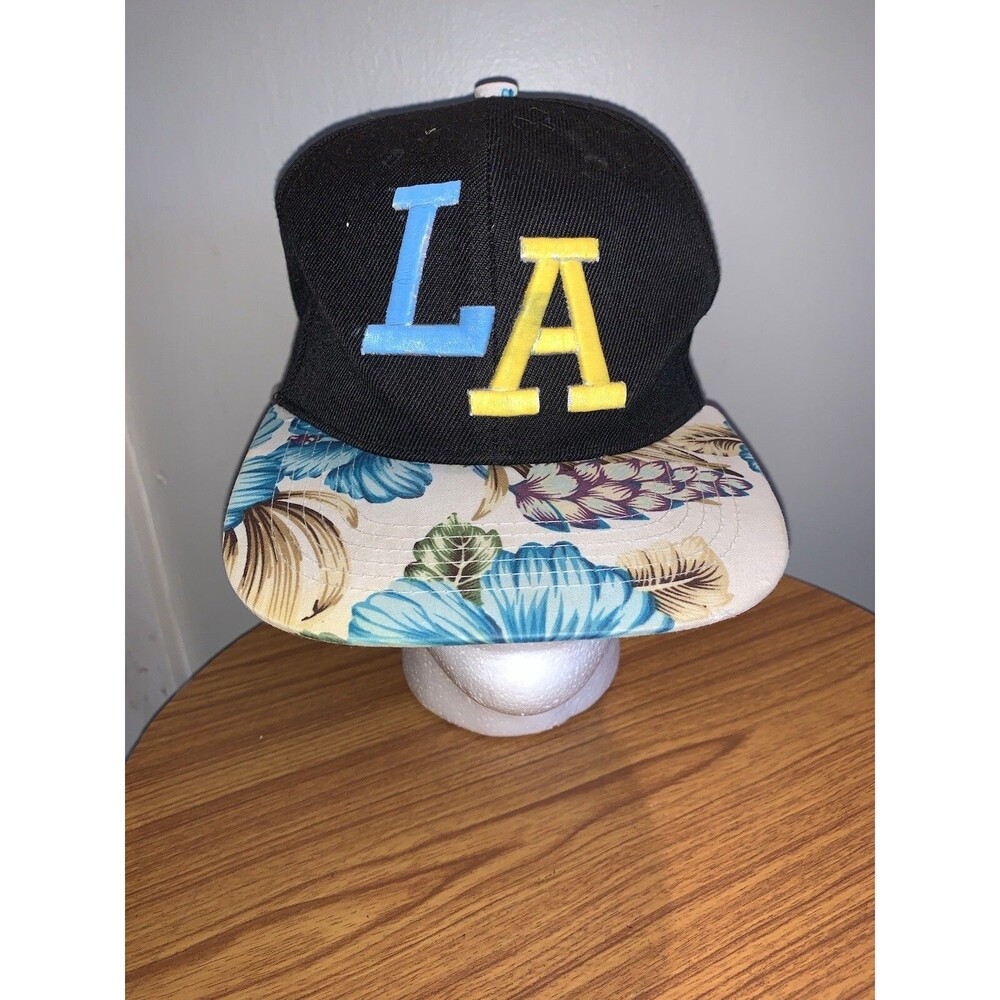 LA Headlines Hat Cap Flowered Bill SnapBack Los Angeles Black
